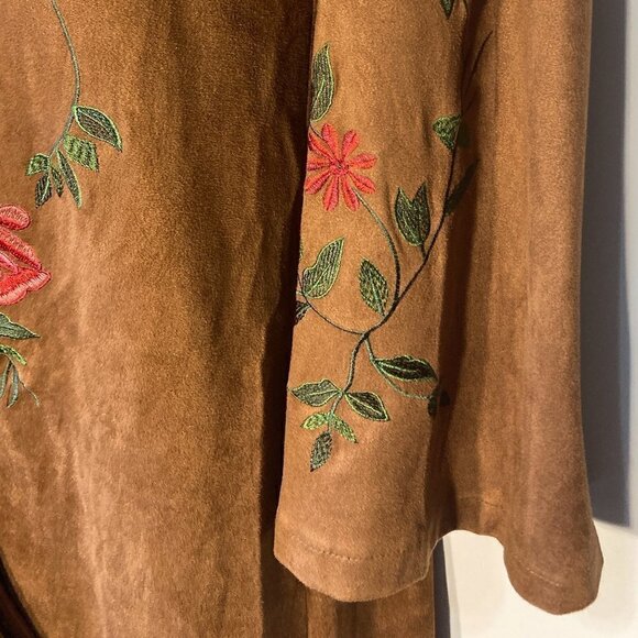 CoCo+Carmen SZ l/XL Brown Faux Suede Embroidered Jacket Western Boho Ranchland - Picture 5 of 9